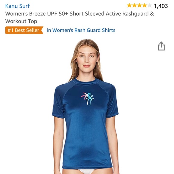 thumbnail image 2 of Kanu Surf Women's UPF 50+ Short Sleeved Active Rashguard & Workout Top, Breeze P 2 of 10